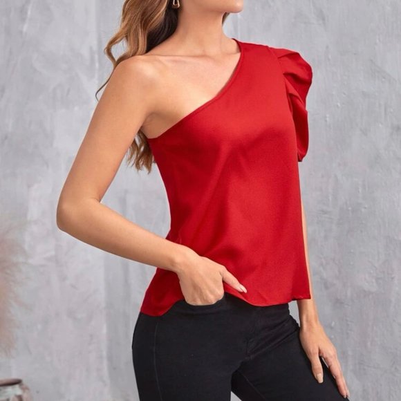 Asymmetric Puff Sleeve Blouse - Picture 4 of 7